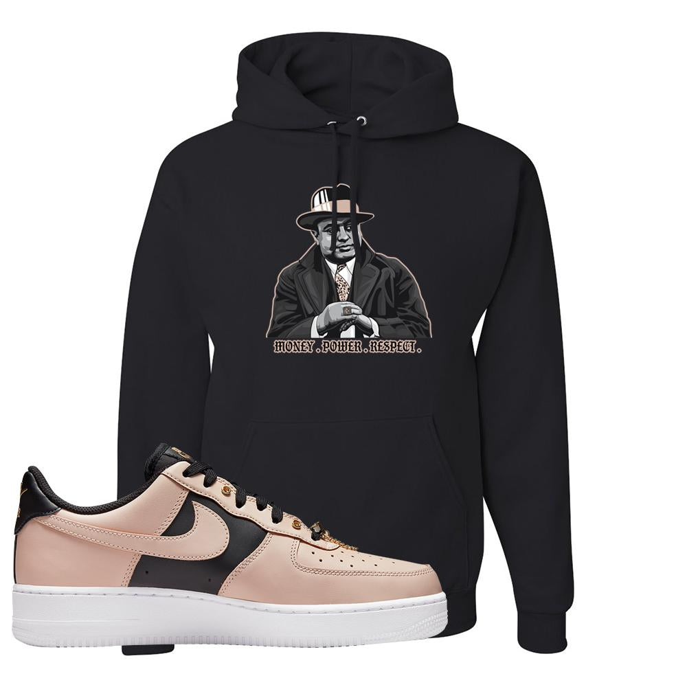 Air Force 1 Low Bling Tan Leather Hoodie | Capone Illustration, Black