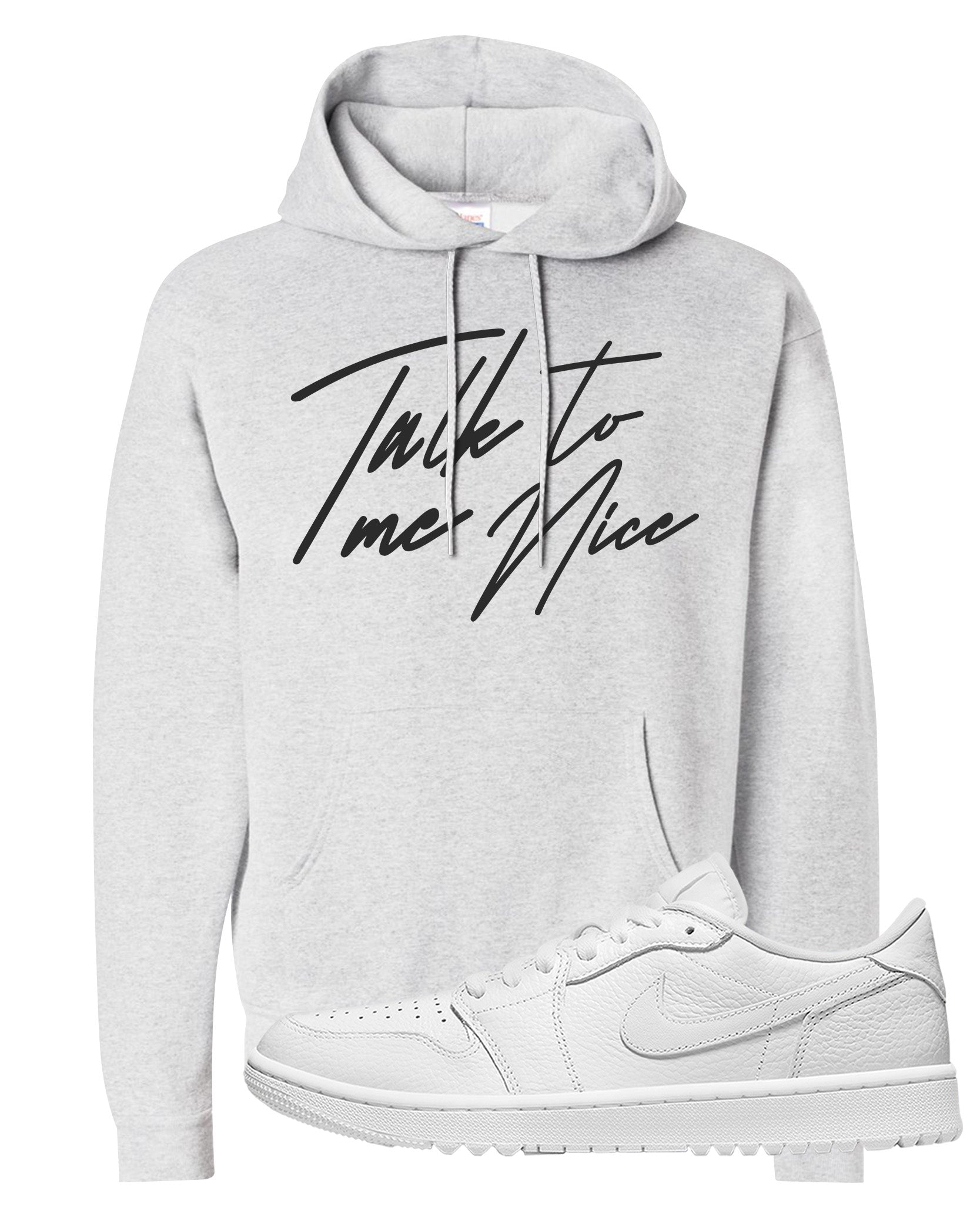 Triple White Golf Low 1s Hoodie | Talk To Me Nice, Ash