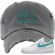 Washed Teal Low 1s Distressed Dad Hat | Talk To Me Nice, Dark Gray