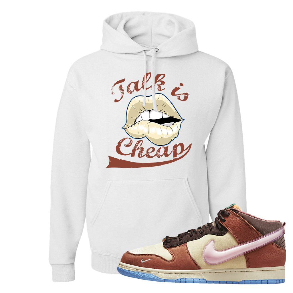 Chocolate Milk Mid Dunks Hoodie | Talk Lips, White