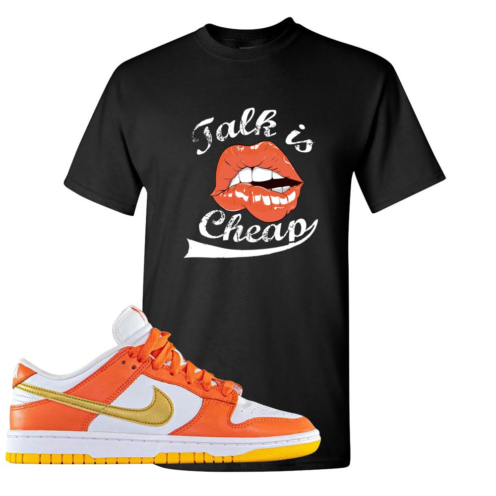 Golden Orange Low Dunks T Shirt | Talk Lips, Black