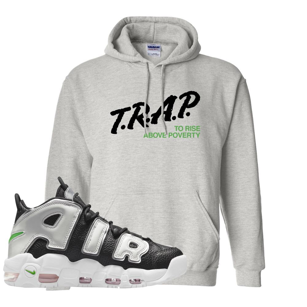 Black Silver Uptempos Hoodie | Trap To Rise Above Poverty, Ash