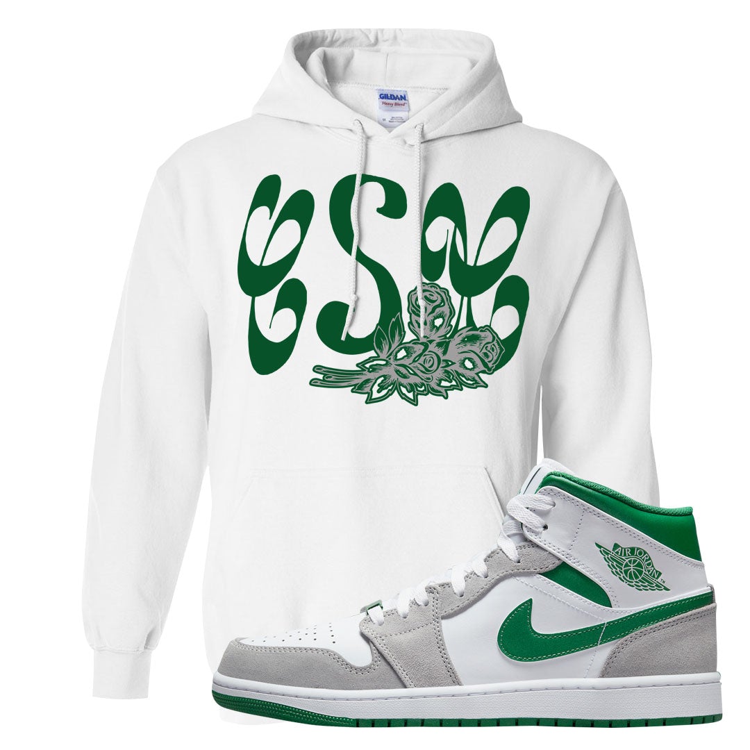 Light Smoke Pine Green Mid 1s Hoodie | Certified Sneakerhead, White