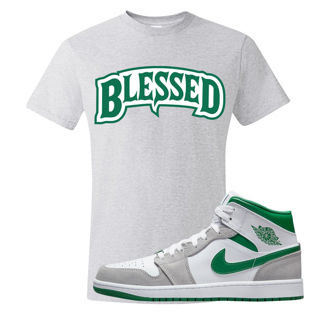 Light Smoke Pine Green Mid 1s T Shirt | Blessed Arch, Ash