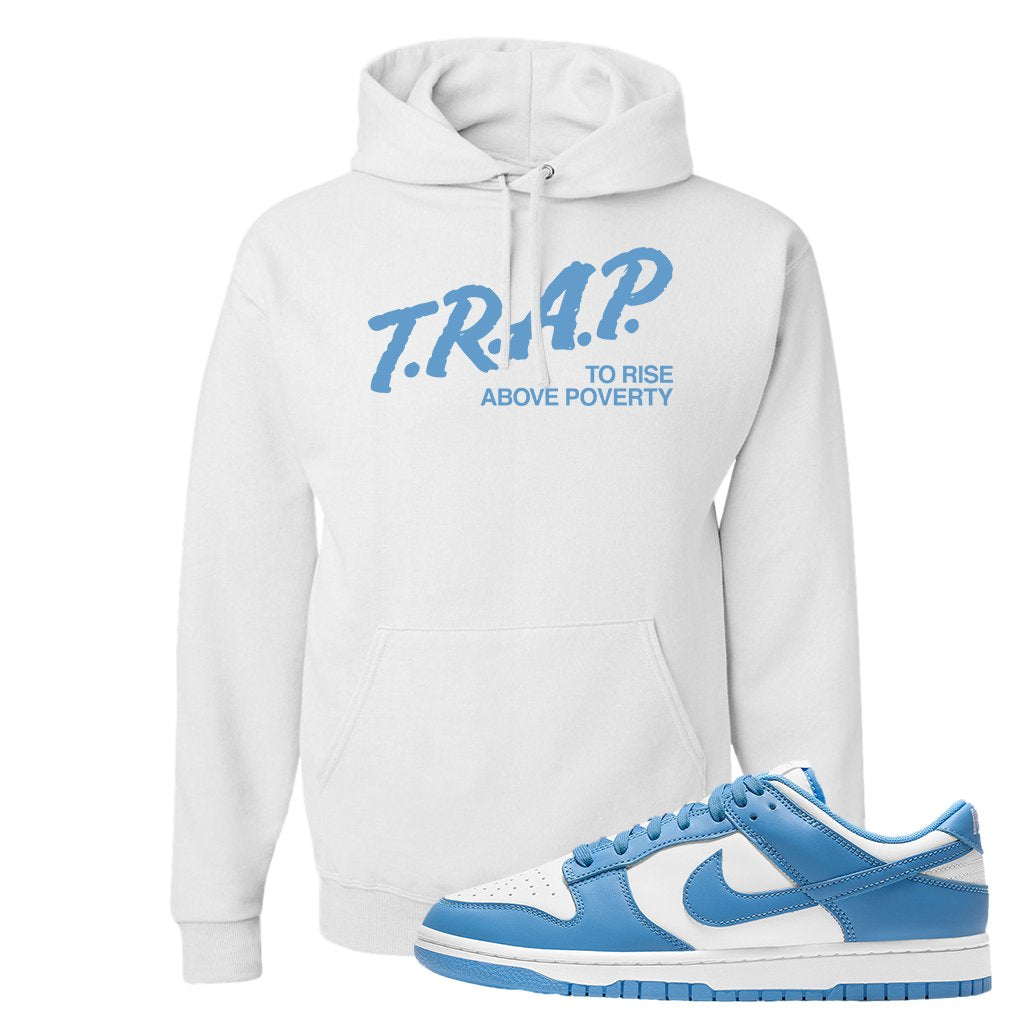 SB Dunk Low University Blue Hoodie | Trap To Rise Above Poverty, White