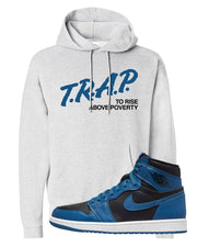 Dark Marina Blue 1s Hoodie | Trap To Rise Above Poverty, Ash