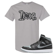 Alternate Shadow Mid 1s T Shirt | 1 Love, Gravel