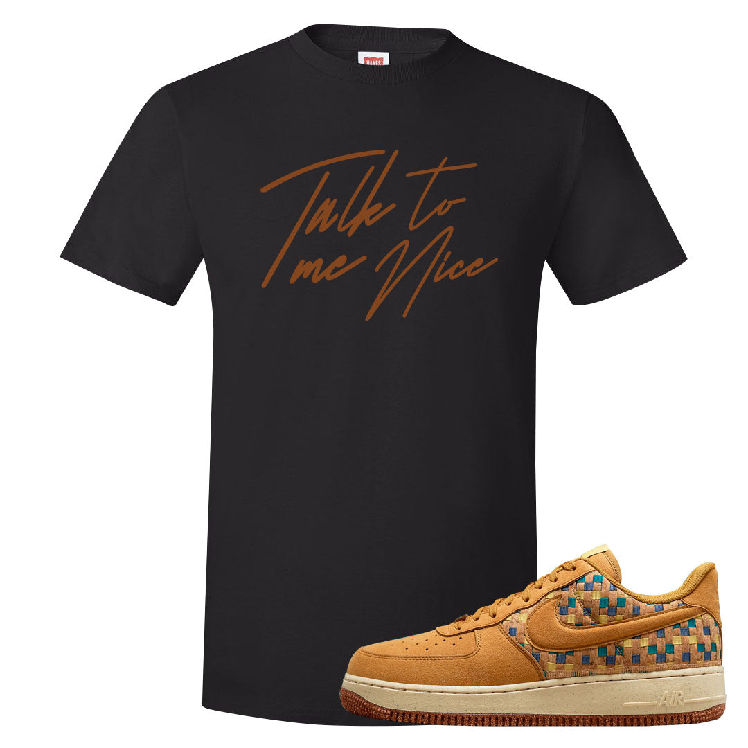 Woven Cork Low AF 1s T Shirt | Talk To Me Nice, Black