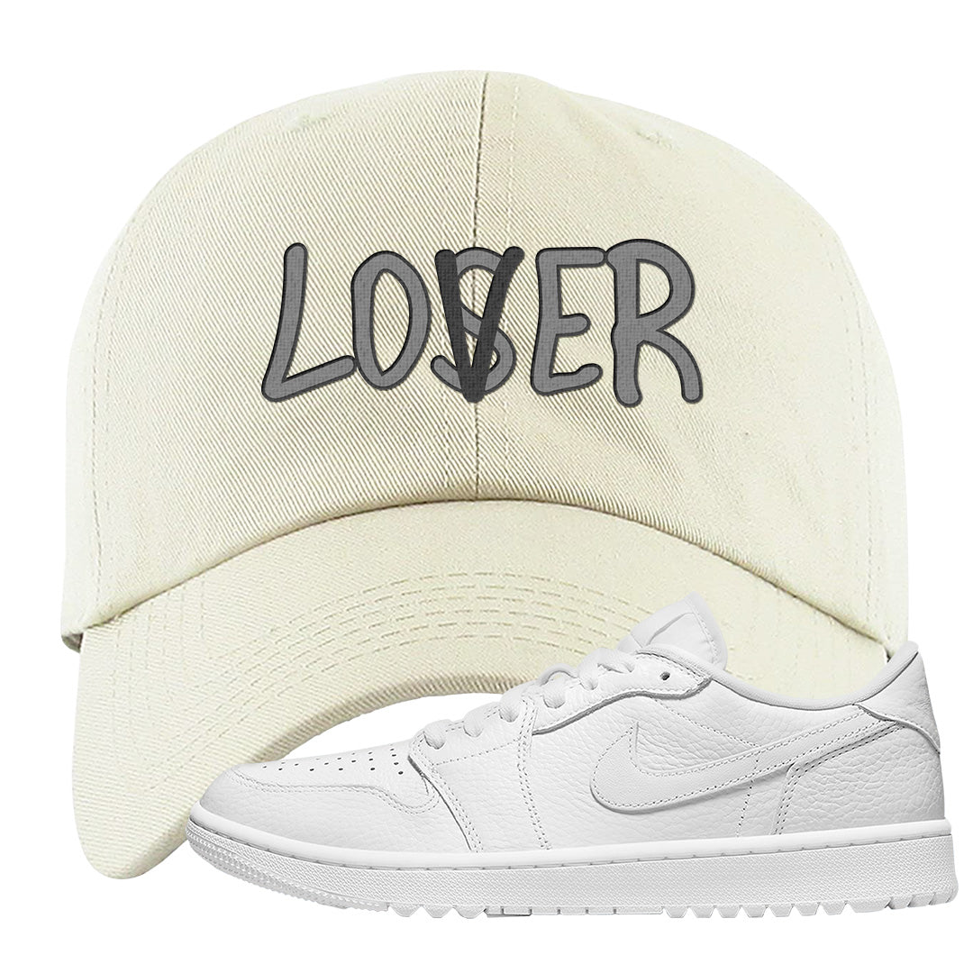 Triple White Golf Low 1s Dad Hat | Lover, White