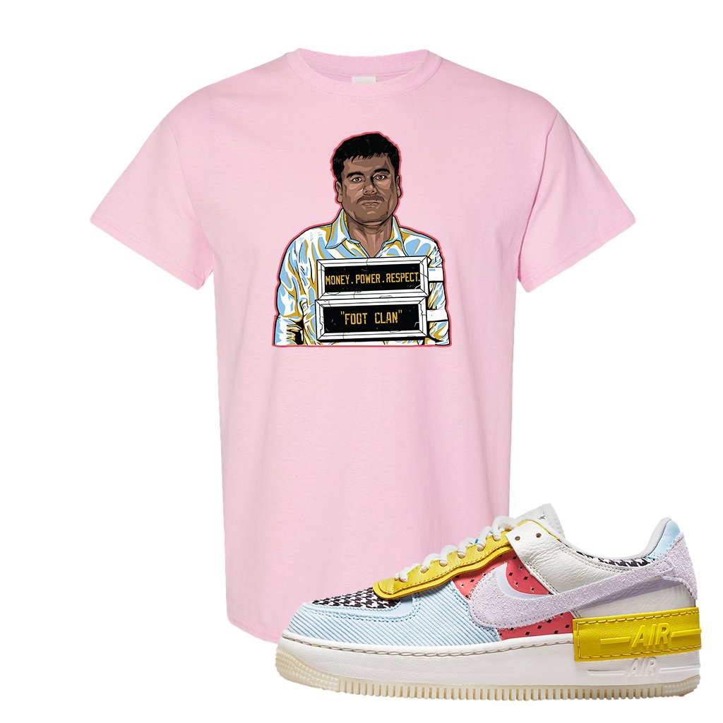 Air Force 1 Shadow Multi-Color T Shirt | El Chapo Illustration, Light Pink