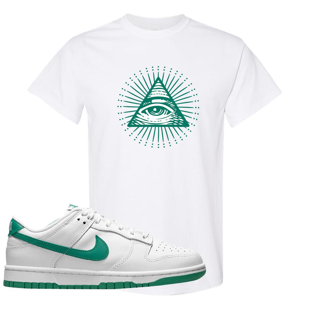 White Green Low Dunks T Shirt | All Seeing Eye, White