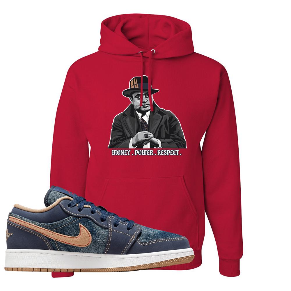 Denim Gum Bottom Low 1s Hoodie | Capone Illustration, Red