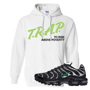 Neon Green Black Grey Pluses Hoodie | Trap To Rise Above Poverty, White