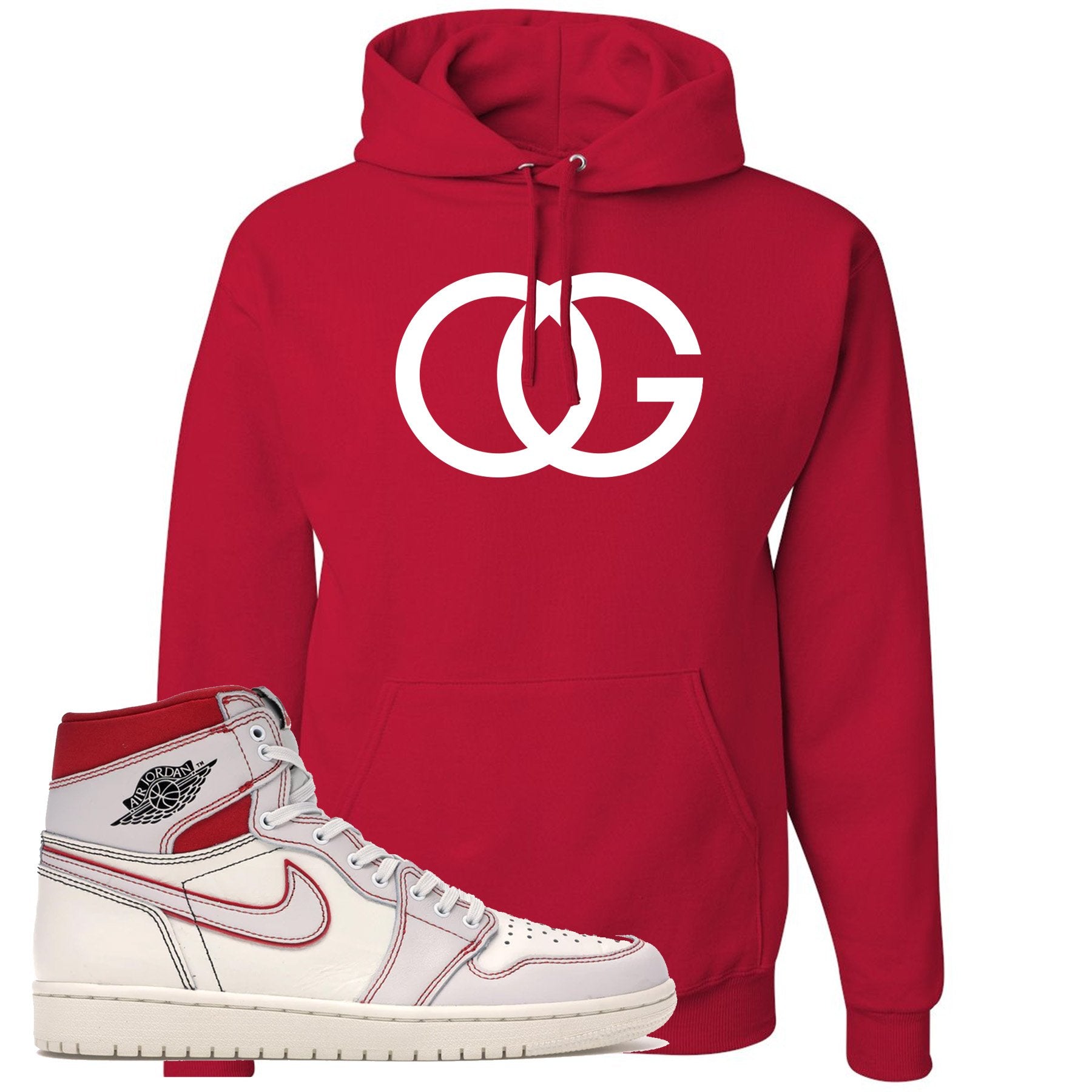 Red and white hoodie to match the white and red High Retro Jordan 1 shoe