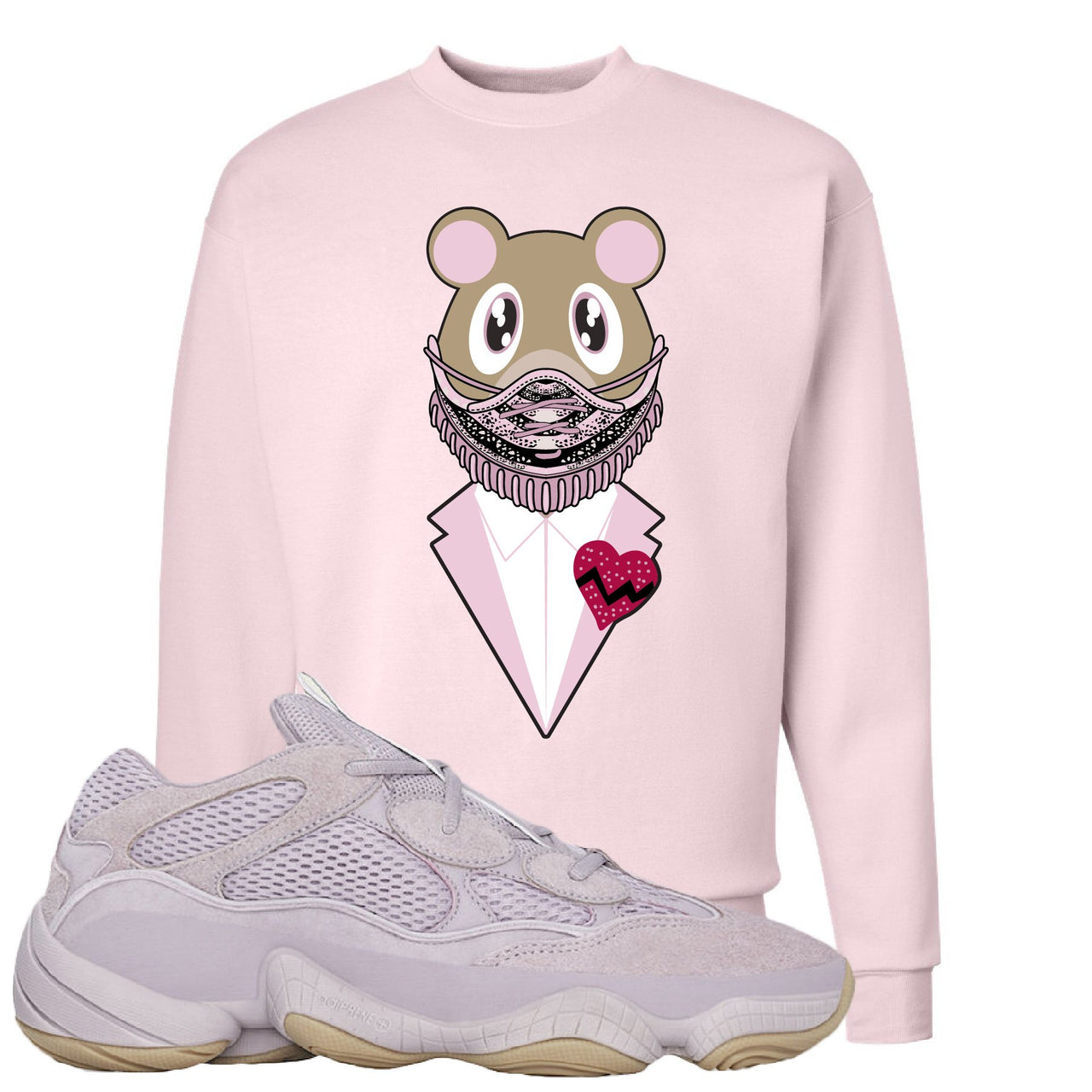 Yeezy 500 Soft Vision Yeezy Sneaker Mask Classic Pink Sneaker Hook Up Crewneck Sweatshirt