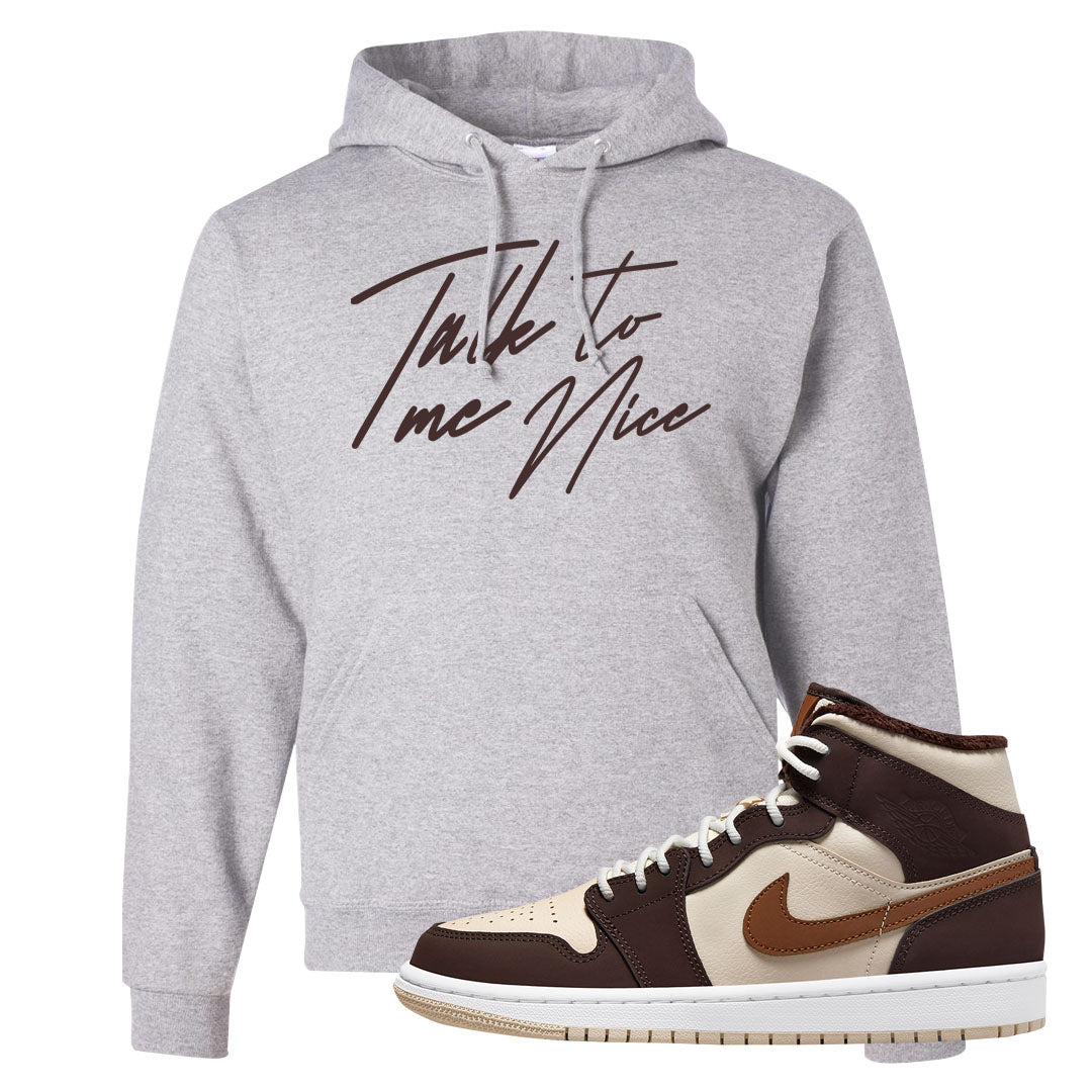 Brown Fleece Mid 1s Hoodie | Talk To Me Nice, Ash