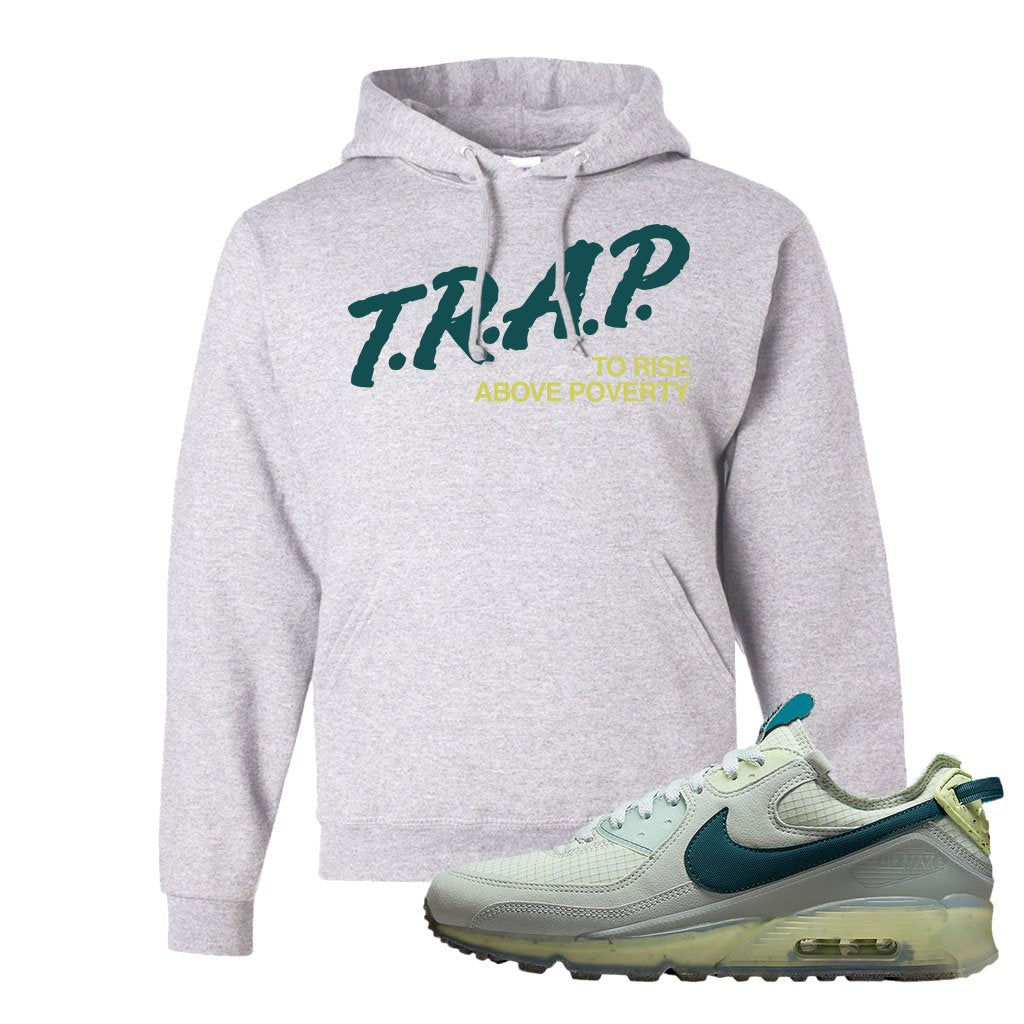 Seafoam Dark Teal Green 90s Hoodie | Trap To Rise Above Poverty, Ash