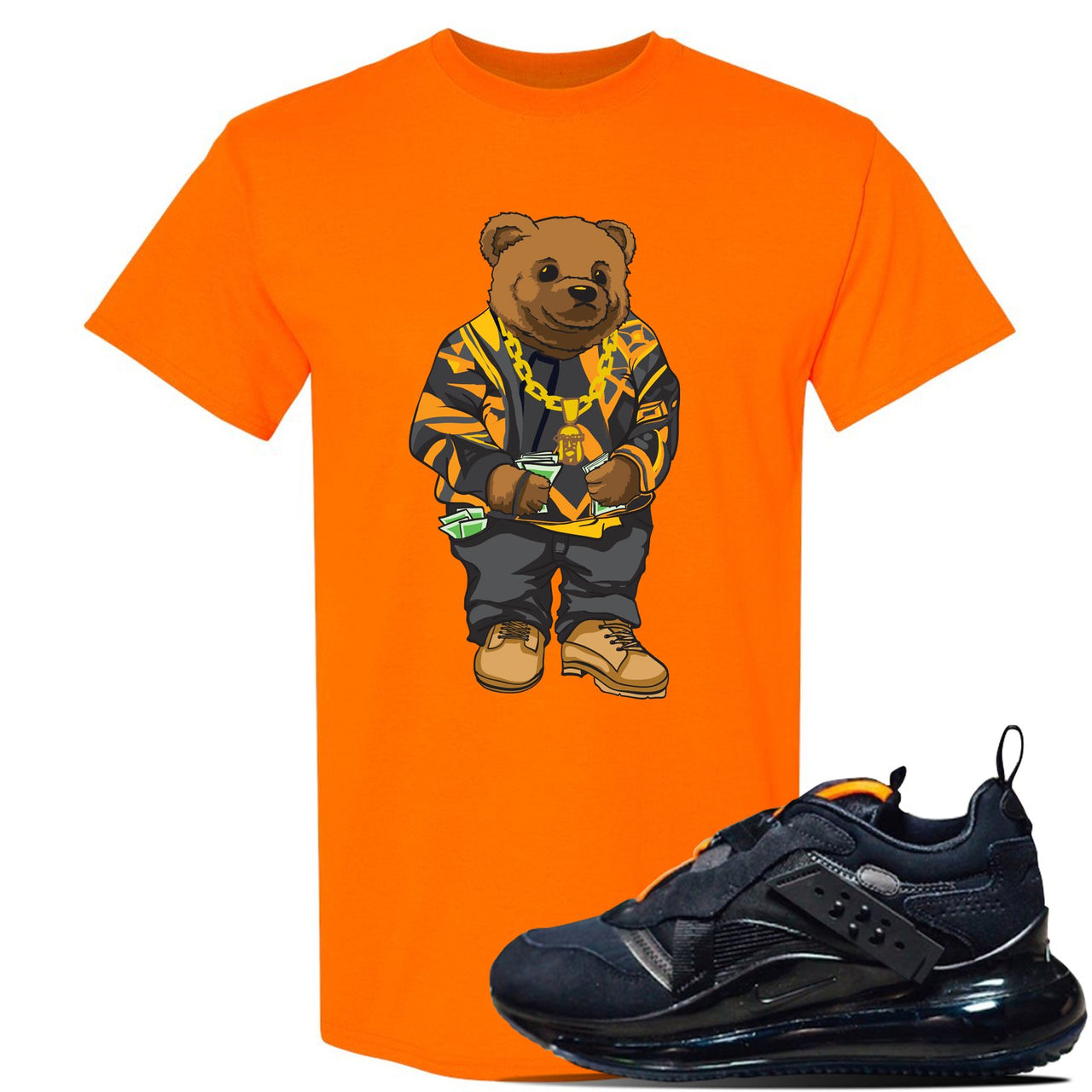 Air Max 720 OBJ Slip Sneaker Safety Orange T Shirt | Tees to match Nike Air Max 720 OBJ Slip Shoes | Sweater Bear
