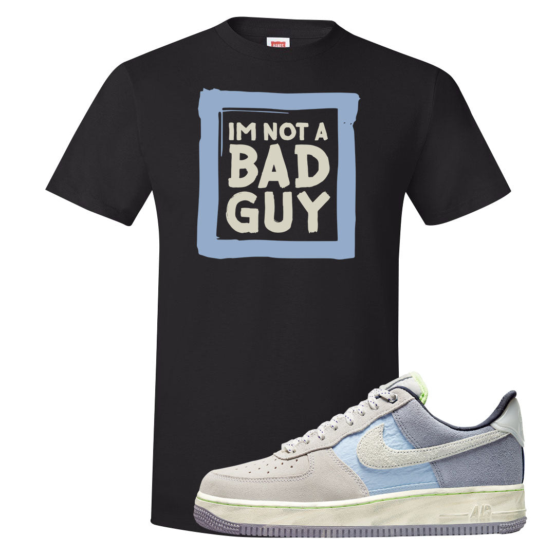 Womens Mountain White Blue AF 1s T Shirt | I'm Not A Bad Guy, Black
