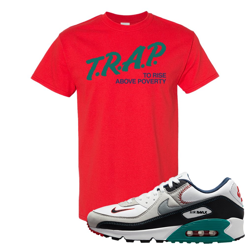 Air Max 90 Backward Cap T Shirt | Trap To Rise Above Poverty, Red