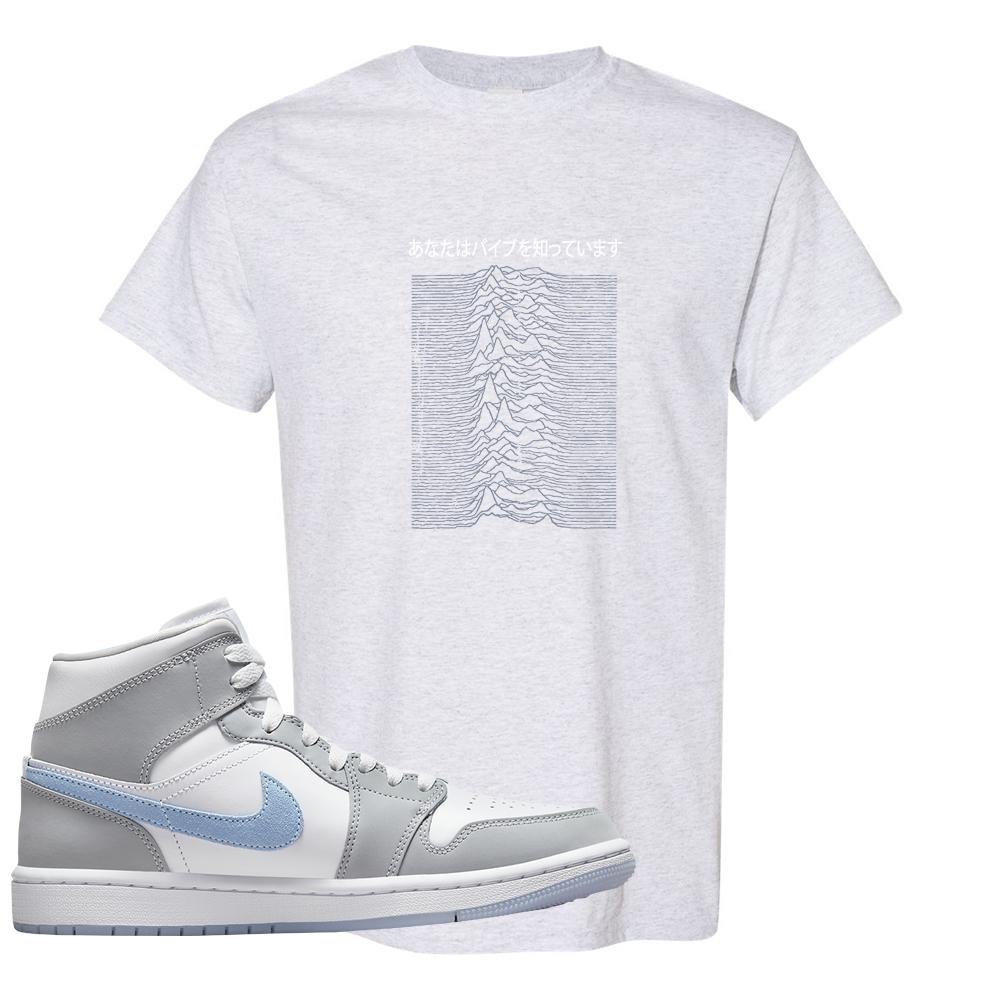 Air Jordan 1 Mid Grey Ice Blue T Shirt | Vibes Japan, Ash