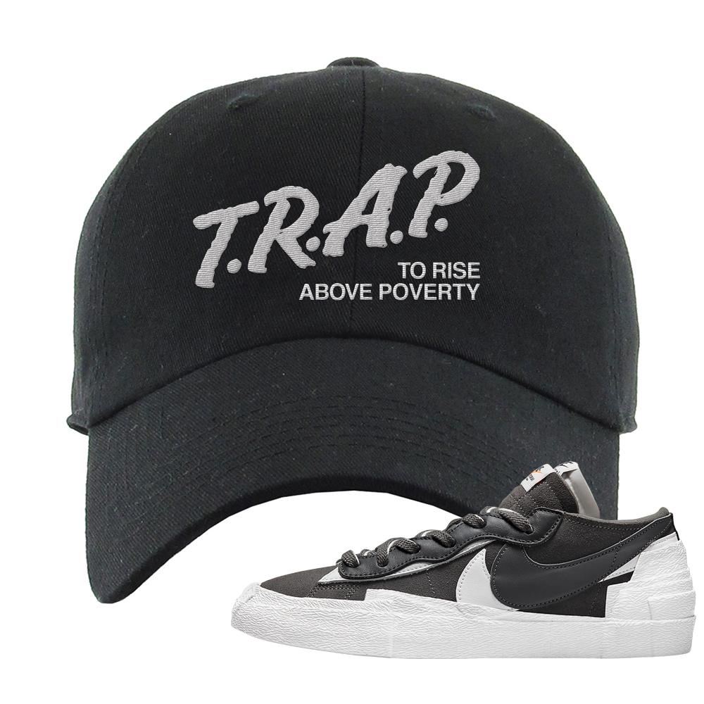 Iron Grey Low Blazers Dad Hat | Trap To Rise Above Poverty, Black