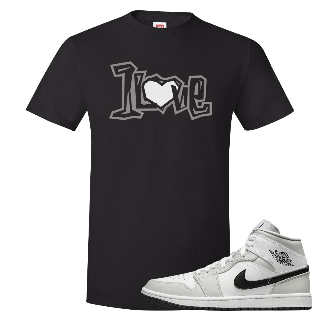 Light Smoke Grey Mid 1s T Shirt | 1 Love, Black