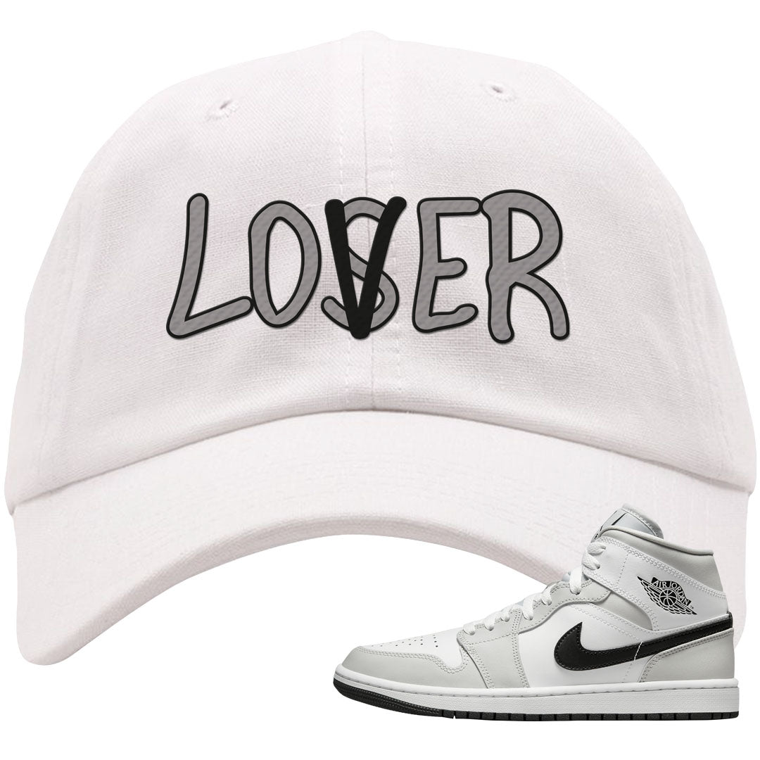 Light Smoke Grey Mid 1s Dad Hat | Lover, White