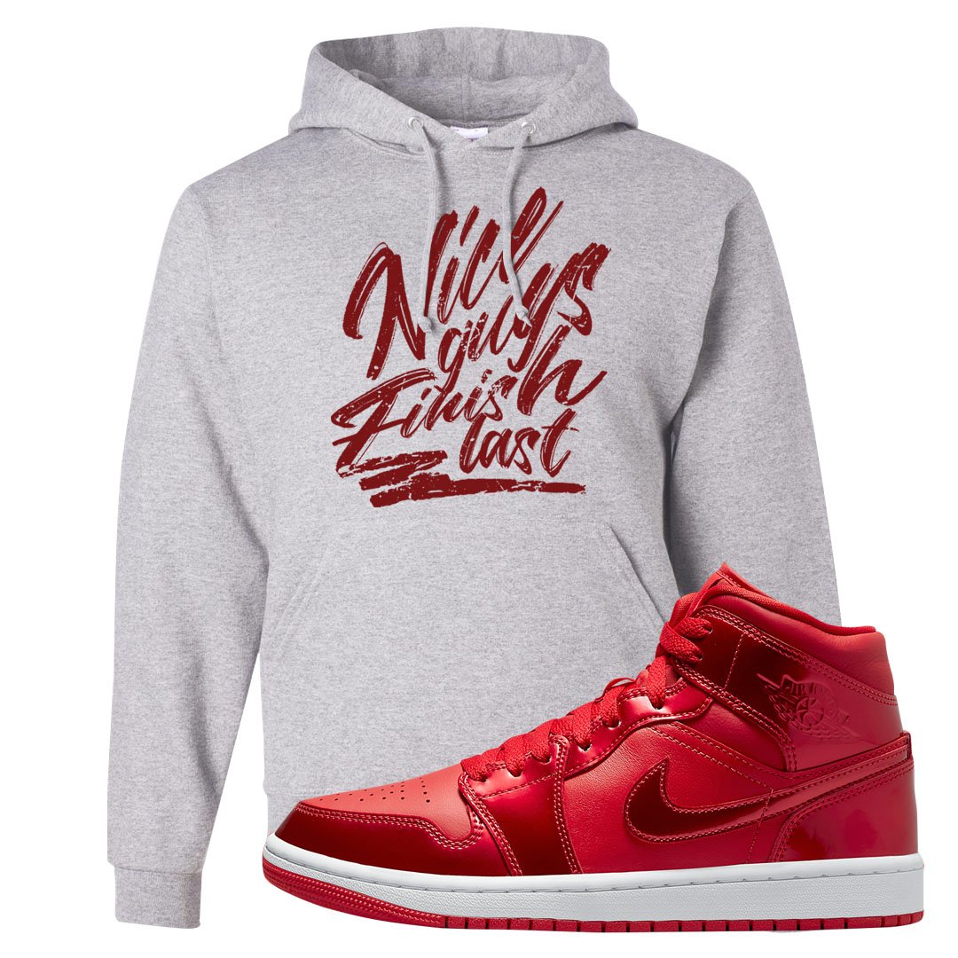 University Red Pomegranate Mid 1s Hoodie | Nice Guys Finish Last, Ash