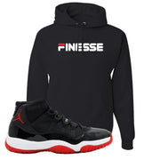 Jordan 11 Bred Finesse Black Sneaker Hook Up Pullover Hoodie