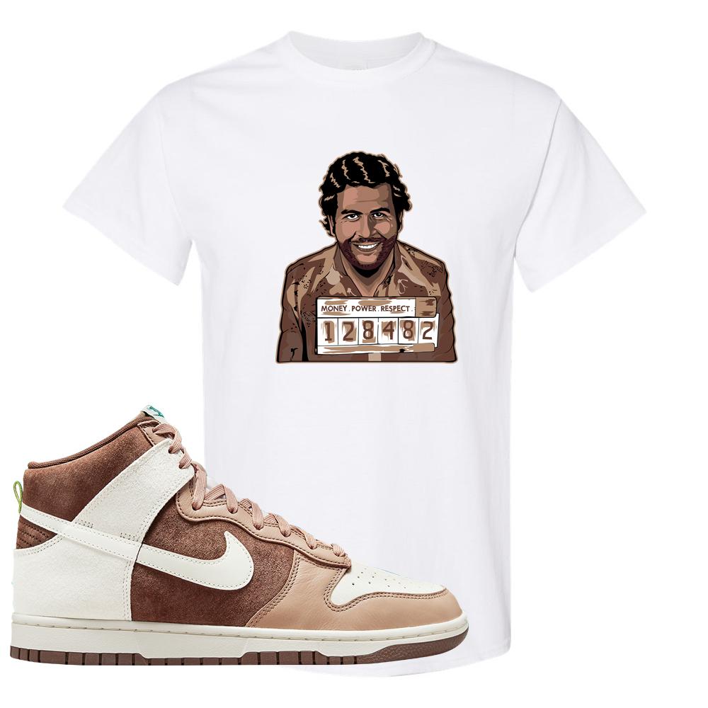 Light Chocolate High Dunks T Shirt | Escobar Illustration, White