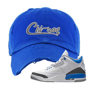 Racer Blue 3s Distressed Dad Hat | Chiraq, Royal