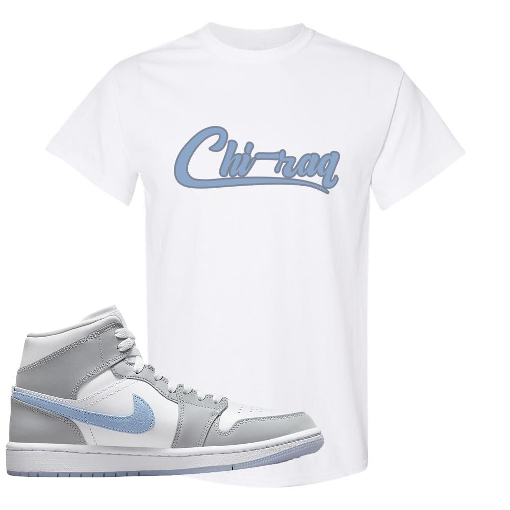 Air Jordan 1 Mid Grey Ice Blue T Shirt | Chiraq, White