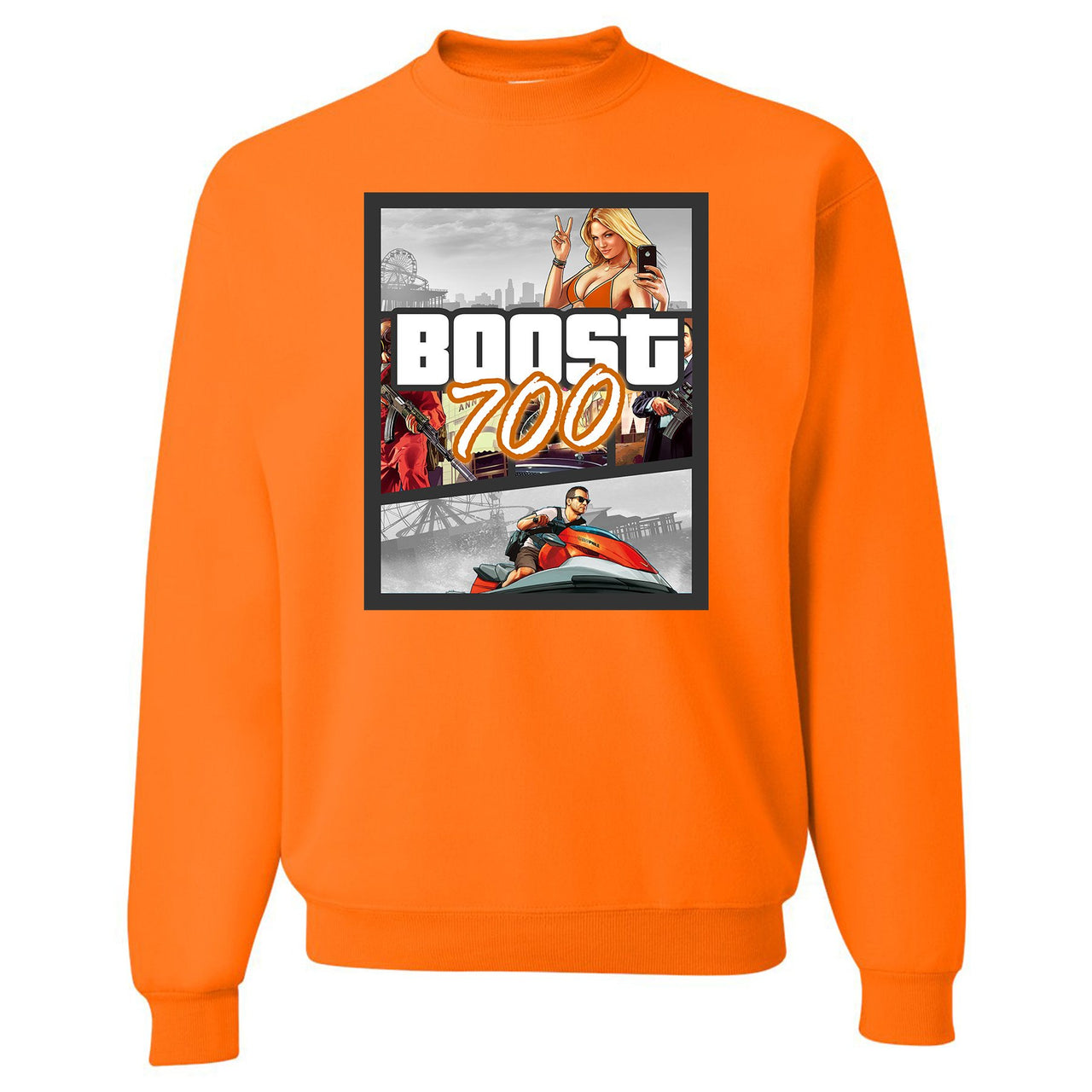 Magnet 700s Crewneck Sweatshirt | Video Game Cover, Safety Orange