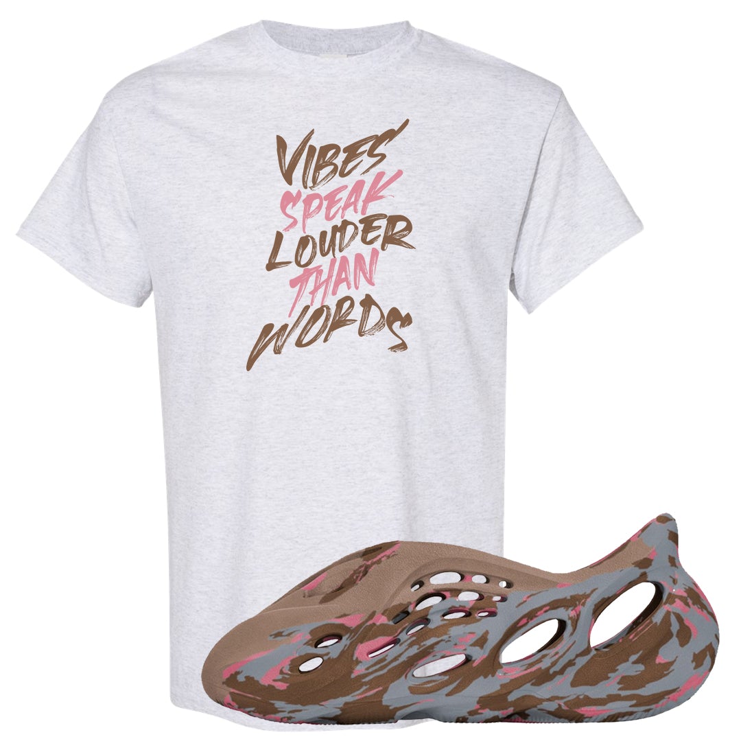 MX Sand Grey Foam Runners T Shirt | Vibes Speak Louder Than Words, Ash