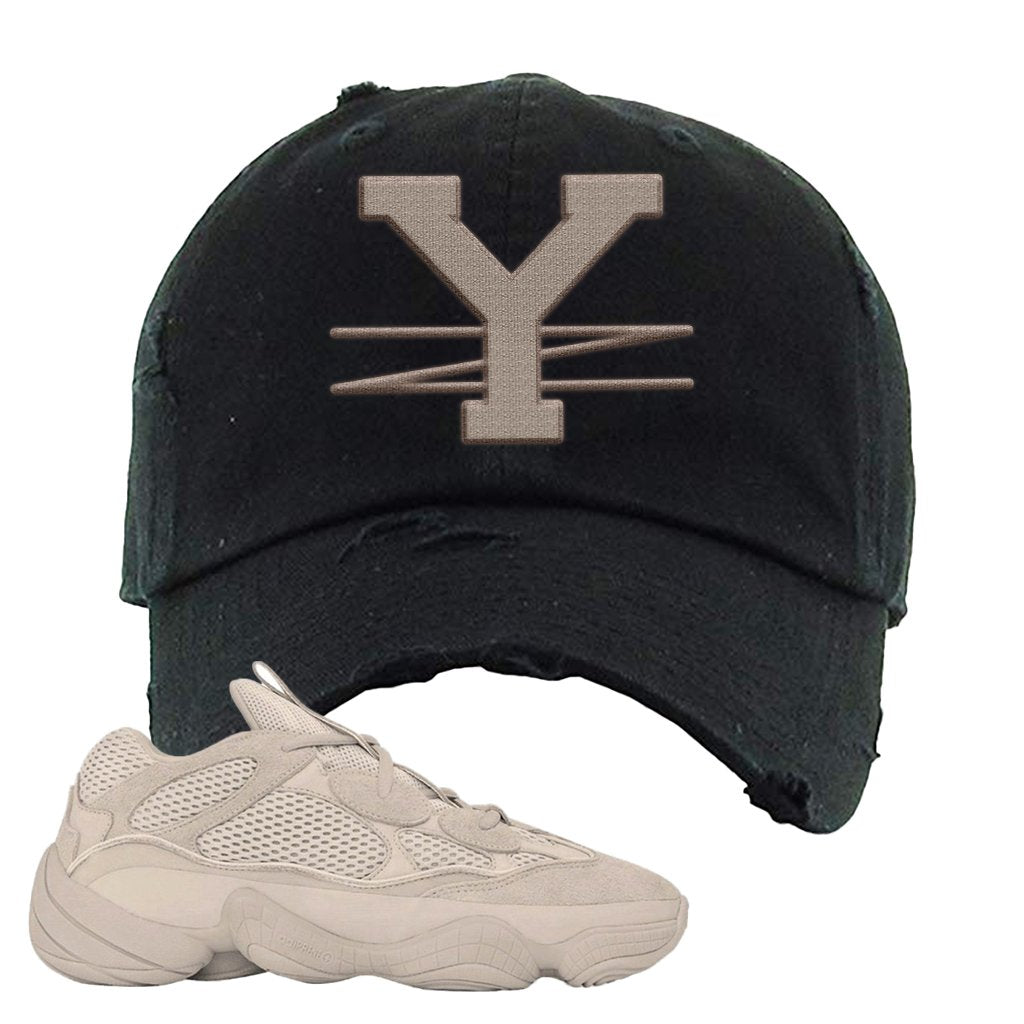 Yeezy 500 Taupe Light Distressed Dad Hat | YZ, Black