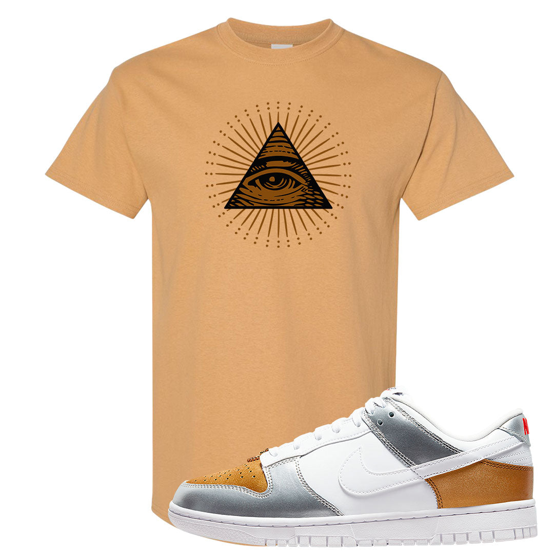 Gold Silver Red Low Dunks T Shirt | All Seeing Eye, Old Gold