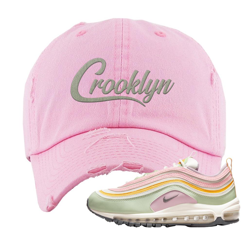 Pastel 97s Distressed Dad Hat | Crooklyn, Light Pink
