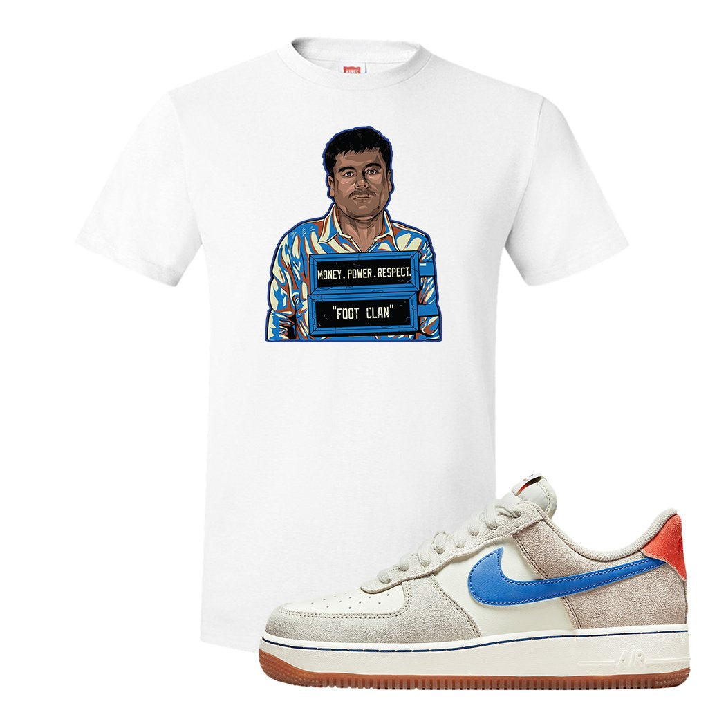First Use Low 1s Suede T Shirt | El Chapo Illustration, White