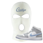 Air Jordan 1 Mid Grey Ice Blue Ski Mask | Crooklyn, White