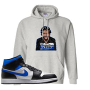 Air Jordan 1 Mid Royal Hoodie | Escobar Illustration, Ash