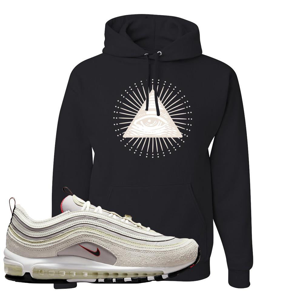 First Use Suede 97s Hoodie | All Seeing Eye, Black