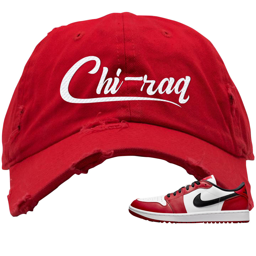 Chicago Golf Low 1s Distressed Dad Hat | Chiraq, Red