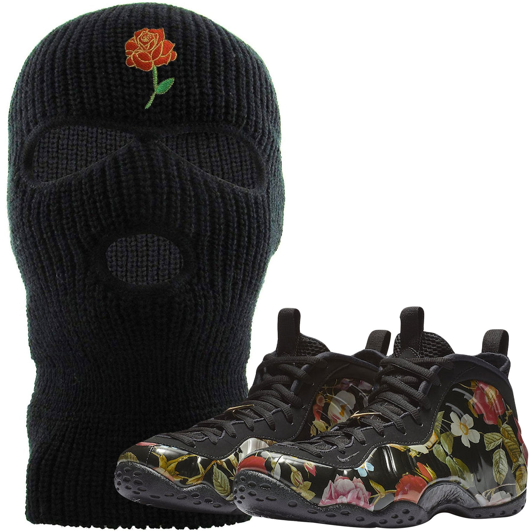 Wear this sneaker matching ski mask to match your Air Foamposite One Floral sneakers. Match your floral foams today!