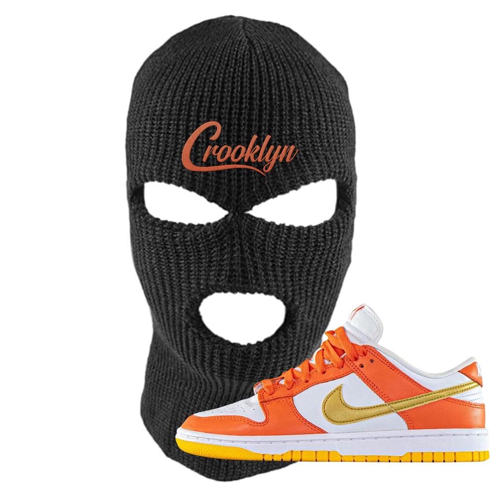 Golden Orange Low Dunks Ski Mask | Crooklyn, Black