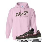 Olive Pink Camo 95s Hoodie | Trap To Rise Above Poverty, Light Pink