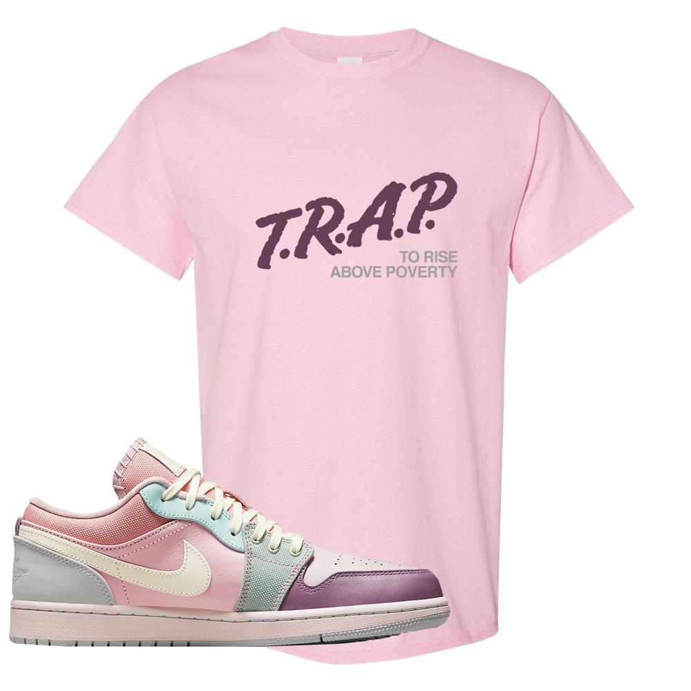 Air Jordan 1 Low Pastel T Shirt | Trap To Rise Above Poverty, Light Pink