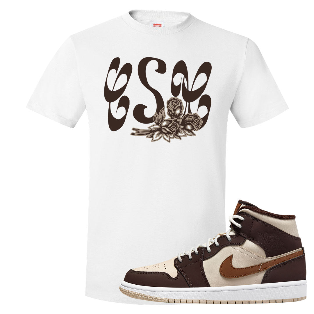 Brown Fleece Mid 1s T Shirt | Certified Sneakerhead, White