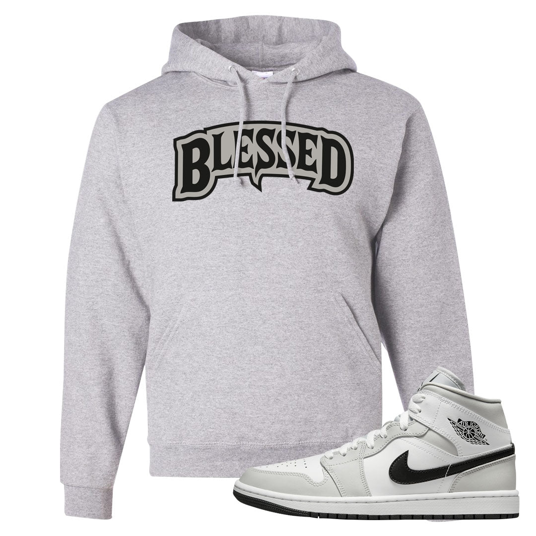 Light Smoke Grey Mid 1s Hoodie | Blessed Arch, Ash