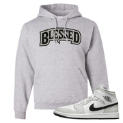 Light Smoke Grey Mid 1s Hoodie | Blessed Arch, Ash